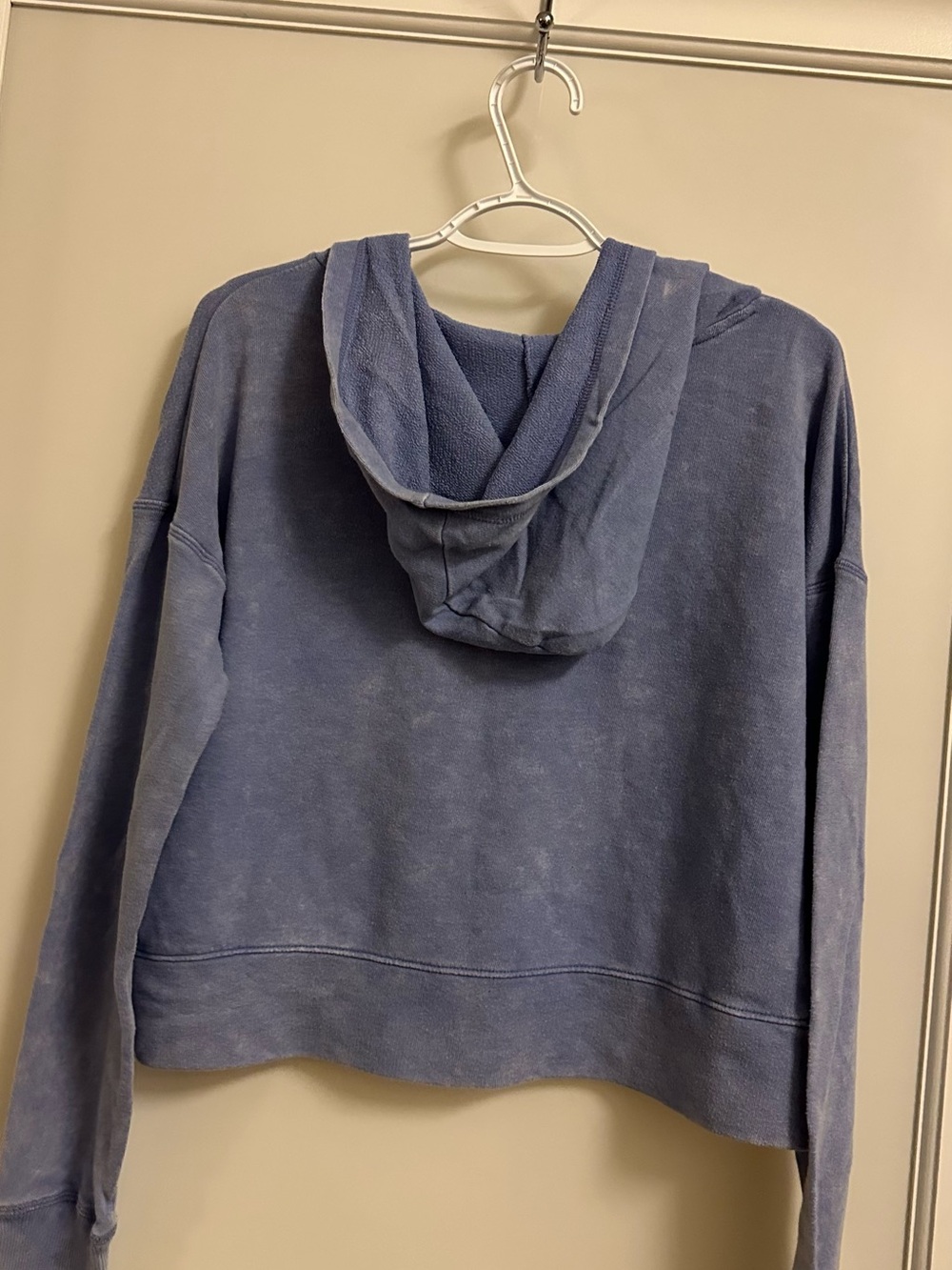 Women’s Top Washed Soft Blue Cropped Hoodie - Picture 6 of 7